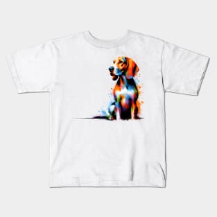 Lively Treeing Walker Coonhound in Abstract Splash Art Kids T-Shirt